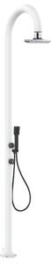 Doccia da esterno LUNA-ALU-D-BIANCA-LCD in Alluminio Doppio Attacco Dimensioni 26x37x h 223,9 cm con Miscelatore e Doccino mobile acqua calda e Fredda da esterno In Acciaio Inox 316 L WHITE