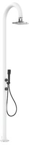 Doccia da esterno LUNA-ALU-D-BIANCA-LED in Alluminio Doppio Attacco Dimensioni 26x37x h 223,9 cm con Miscelatore e Doccino mobile acqua calda e Fredda da esterno In Acciaio Inox 316 L WHITE