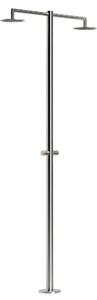 Doccia Esterna Acqua Fredda INOX-ORTRO-2T Unisce Mito e Design: 2 Soffioni Per Uso Dimensioni 28x58x h 290 cm In Acciaio Inox 316l
