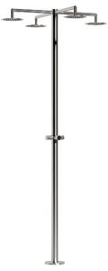 Doccia Esterna INOX-IDRA-4T Acqua Fredda Unisce Mito e Design: 4 Soffioni Per Uso Dimensioni 28x58x h 220 cm In Acciaio Inox 316l