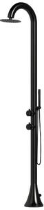 Doccia da Giardino esterno LUNA D NERA Doppio Attacco Dimensioni 26x37x h 223,9 cm con Miscelatore e Doccino mobile acqua calda e Fredda da esterno In Acciaio Inox 316 L