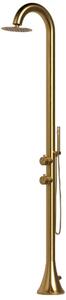 Doccia da Giardino esterno LUNA D ORO Doppio Attacco Dimensioni 26x37x h 223,9 cm con Miscelatore e Doccino mobile acqua calda e Fredda da esterno In Acciaio Inox 316 L