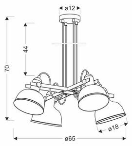 Lampadario a sospensione con filo RENO 4xE27/40W/230V nero/marrone
