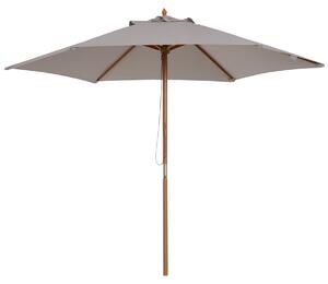 Outsunny Ombrellone da Giardino a 6 Stecche in Legno e Tessuto Poliestere, 2.5x2.3m, Grigio|Aosom
