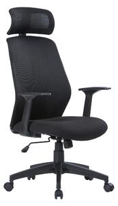 Poltrona presidenziale in tessuto tecnico traspirante TAMPA Dimensioni 62 x P 63 x h 117/126 cm Peso 18 kg Sistema di elevazione a gas Regolazione di tensione della spinta. colore nero