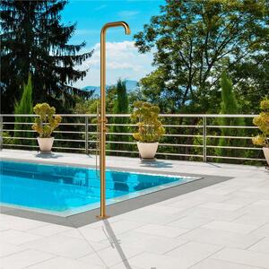 Doccia da Giardino per Piscina esterno CHIA-ORO Dimensioni 26x37x h 222,9 cm con Miscelatore e Doccetta da esterno In Acciaio Inox 316 L CHIA ORO