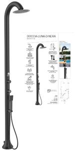 Doccia da Giardino esterno LUNA BLACK in Polietilene Dimensioni 26x37x h 223,9 cm con Miscelatore e Doccetta da esterno In Acciaio Inox 316 L BLACK