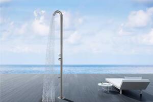 Doccia da Giardino esterno QUARTU-INOX Dimensioni 26x37x h 222,9 cm con Miscelatore e LAVAPIEDI da esterno In Acciaio Inox 316 L