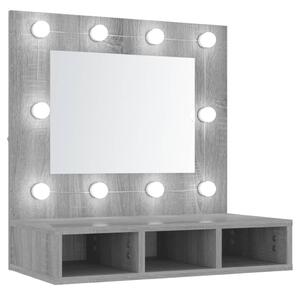 Mobile a Specchio con LED Grigio Sonoma 60x31,5x62 cm