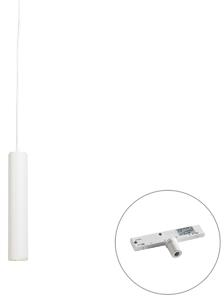 Lampada a sospensione di design bianca con adattatore per binario monofase - Slimline Tuba Small