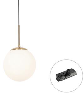 Lampada a sospensione Art Déco oro con vetro opale incl. adattatore per binario nero monofase - Iconic Flore