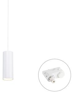 Lampada a sospensione di design bianca con adattatore per binario trifase - Tubo trifase
