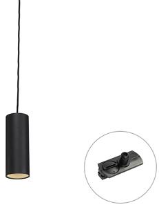 Lampada a sospensione di design nera con adattatore per binario monofase - Iconic Tubo