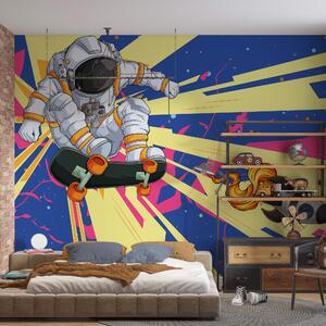 Carta da parati Un astronauta in skateboard, Carta da parati Spazio, Carta da parati popolare, t00019 - Tapeko.it
