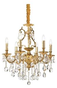 Ideal Lux - Lampadario di cristallo a sospensione con catena GIOCONDA 6xE14/40W/230V diametro 62 cm oro