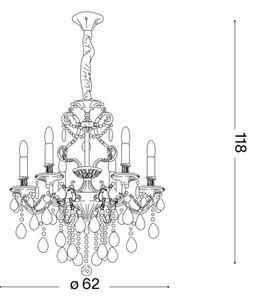 Ideal Lux - Lampadario di cristallo a sospensione con catena GIOCONDA 6xE14/40W/230V diametro 62 cm oro
