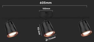 Luce Spot a LED 3xLED/5W/230V 3000K nero