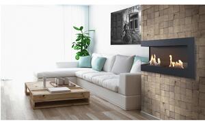 Camino Bioetanolo Parete DELTA 1200 T�V sinistra con vetro Dimensioni 120x28x h48 cm - peso 21 kg colore nero apertura a sinistra