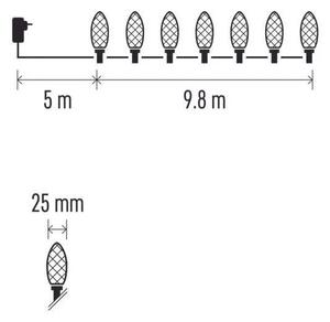 Catena luminosa LED per esterni, 50 LED / 8 funzioni, 14,8 m, IP44, bianco freddo