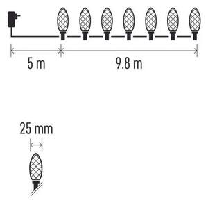 Catena di Natale LED da esterno 50xLED/8 funzioni 14,8 m IP44 bianco caldo