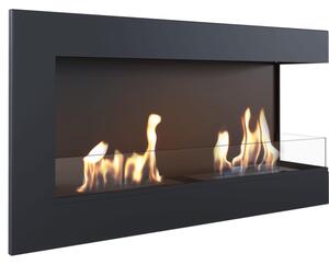 Camino Bioetanolo Parete DELTA 900 T�V Destra con vetro Dimensioni 90x28x h48 cm - peso 17 kg colore nero con apertura a Destra