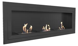 Camino Bioetanolo DA APPENDERE O AD INCASSO JULIET 1500 nero 3 bruciatori Dimensioni 150x14,2x h 65 cm - peso 33 kg Certificato ISO 9001 colore Nero