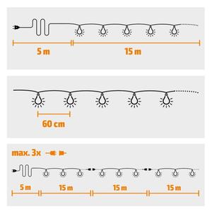 Solight WO794 - catena luminosa decorativa LED per esterni GIRLANDA 25xE12 20 m IP44 bianco caldo