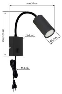 Globo 57911WB - Lampada flessibile da muro ROBBY 1xGU10/25W/230V nero