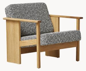 Poltrona lounge in legno di quercia con rivestimento in bouclé Block