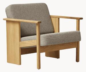 Poltrona lounge in legno di quercia con rivestimento in lana Block