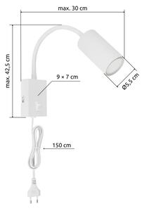 Globo 57911WW - Lampada da parete flessibile ROBBY 1xGU10/25W/230V bianco