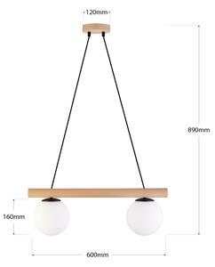 Lampada a sospensione con cavo WOODSTOCK 2xE27/15W/230V legno/nero