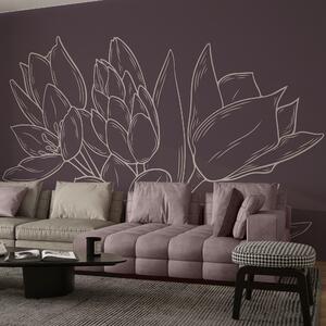 Carta da parati Delicate fioriture su un ricco sfondo, Carta da parati Floreale, Carta da parati popolare, t00135 - Tapeko.it