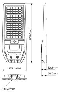 Lampione solare a LED VIA 150W/15000 mAh 3,2V 6000K IP65 + telecomando
