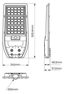 Lampione stradale solare LED VIA 100W/10000 mAh 3,2V 6000K IP54 + telecomando