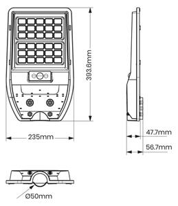 Lampione solare a LED VIA 50W/5000 mAh 3,2V 6000K IP65 + telecomando