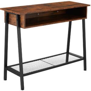 Tectake 404720 tavolo console tralee 100x35x80,5cm - legno industriale scuro, rustico