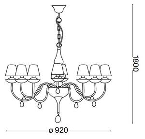 Ideal Lux - Lampadario a sospensione con catena BLANCHE 8xE14/40W/230V diametro 92 cm nero