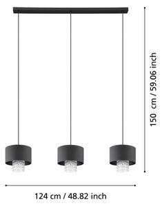 Eglo 39978 - Lampadario a sospensione con filo SAPUARA 3xE27/40W/230V nero