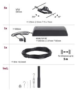 Paulmann 94434 - SET 5xGU5,3/10W Faretto MAC 230V nero