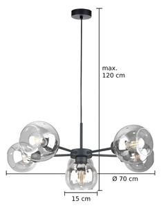 Lampadario a sospensione con filo KALIOPE 6xE27/60W/230V nero/limpido