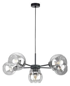 Lampadario a sospensione con filo KALIOPE 6xE27/60W/230V nero/limpido