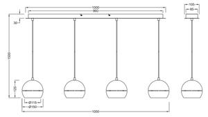 Trio - Lampadario a sospensione con filo FLETCHER 4xE14/40W/230V ottone