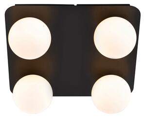 Plafoniera da bagno moderna quadrata nera a 4 luci - Cederic