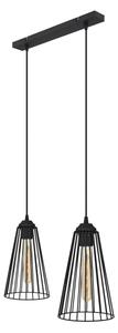 Lampadario a sospensione con filo TORRI 2xE27/15W/230V nero