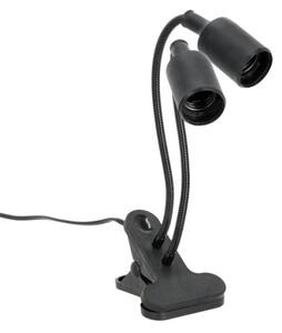Lampada da tavolo flessibile con clip per piante PLANTY 2xE27/30W/230V nera