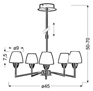 Lampadario su asta TOGO 5xG9/40W/230V cromo satinato/bianco