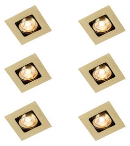 Set di 6 faretti da incasso quadrati ottone orientabili - Artemis