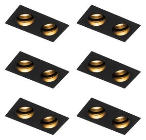 Set di 6 faretti da incasso quadrati neri orientabili a 2 luci - Chuck