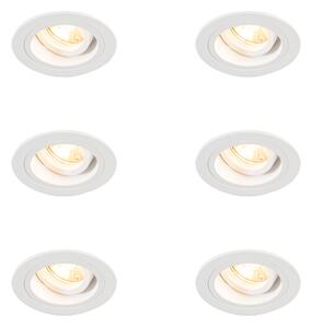 Set di 6 faretti da incasso rotondi bianchi regolabili - Chuck